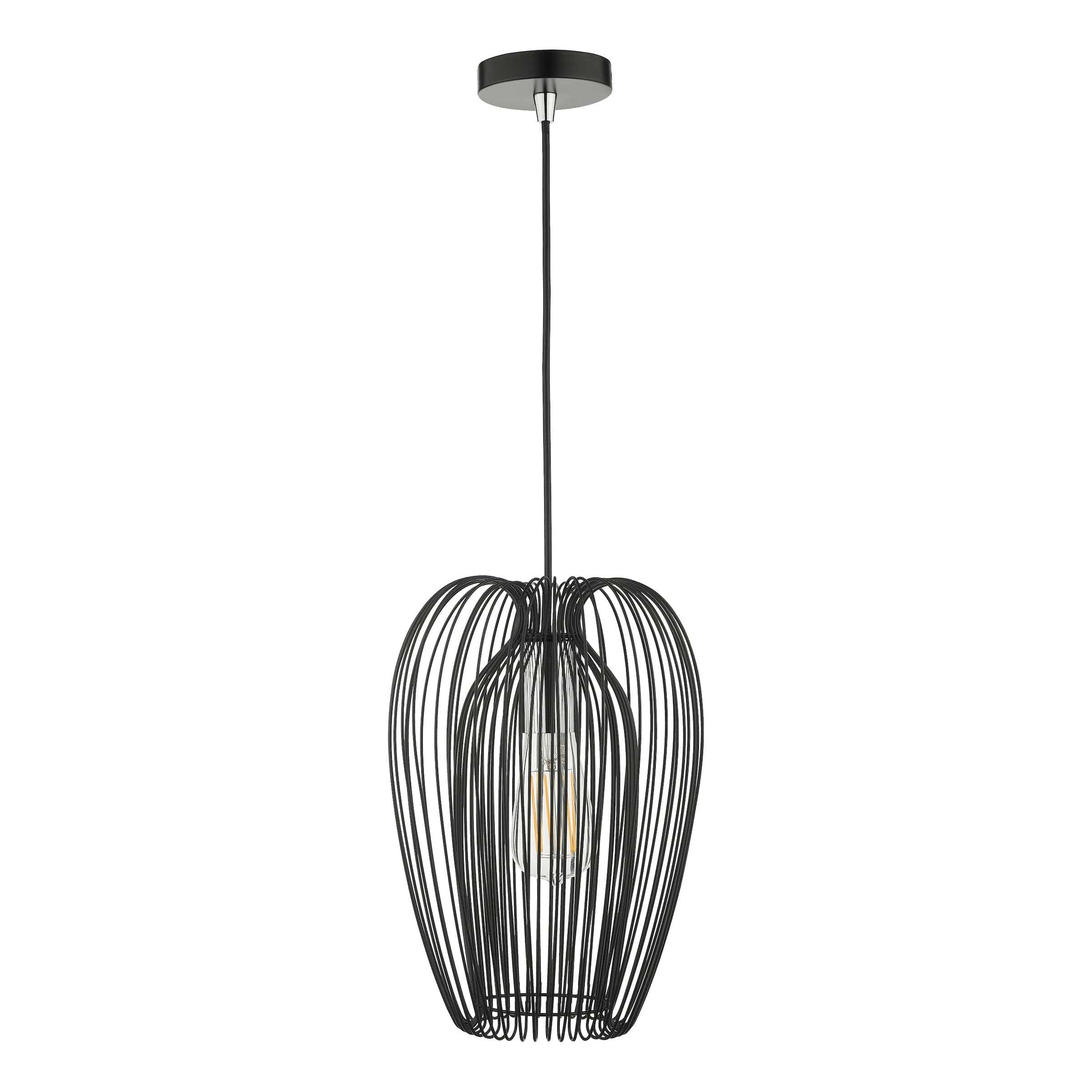 dar lighting Ero 1 Light Single Pendant Black And Chrome ERO0122