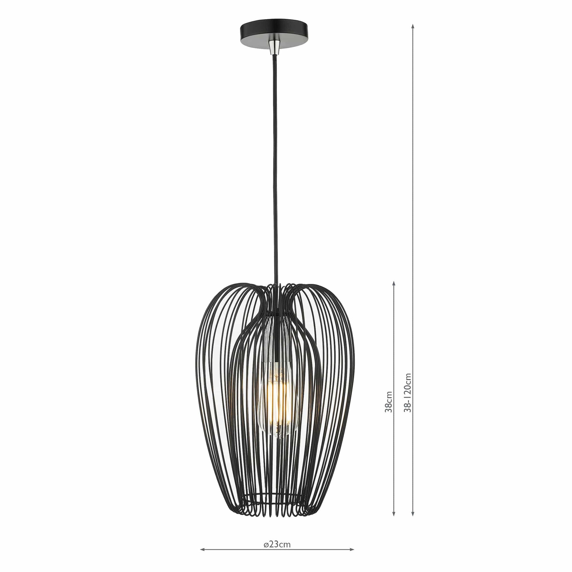 dar lighting Ero 1 Light Single Pendant Black And Chrome ERO0122