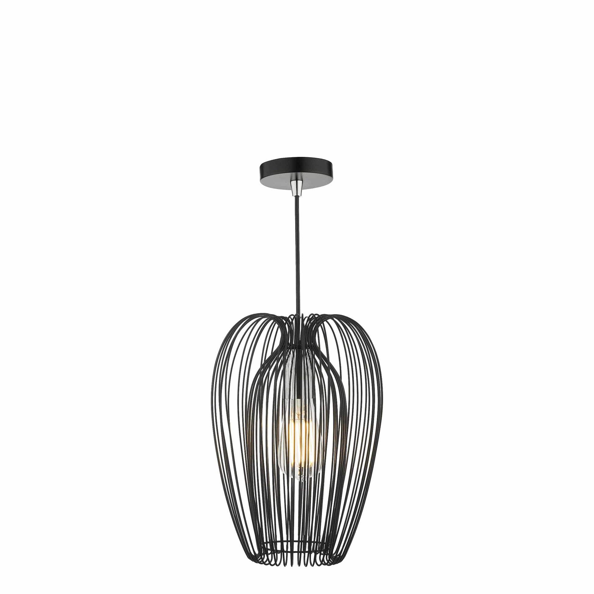 dar lighting Ero 1 Light Single Pendant Black And Chrome ERO0122