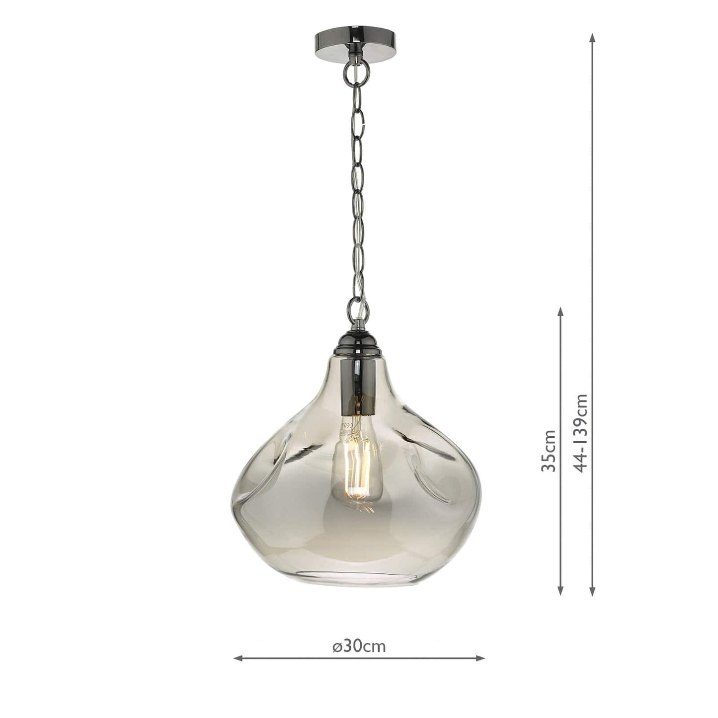 dar lighting Esarosa 1 Light Pendant Black Chrome And Smoked Glass ESA0110