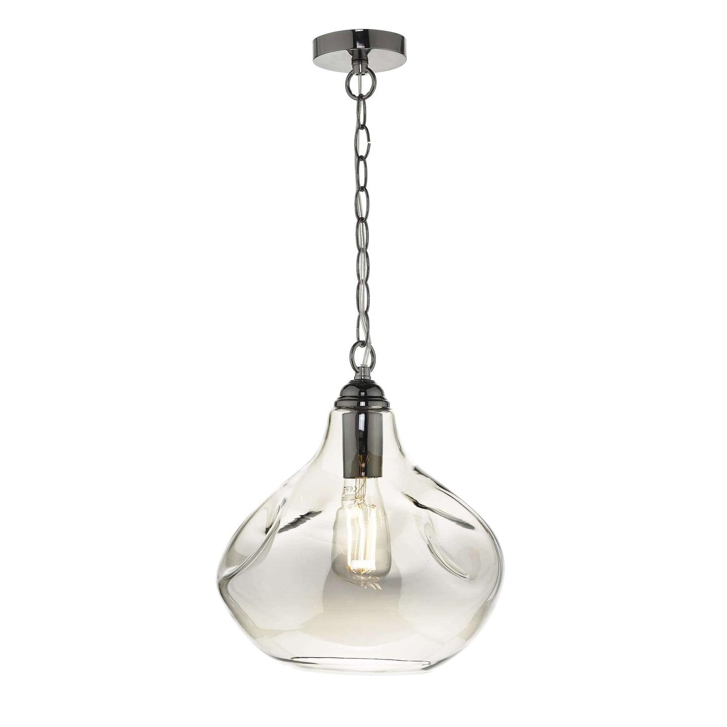 dar lighting Esarosa 1 Light Pendant Black Chrome And Smoked Glass ESA0110