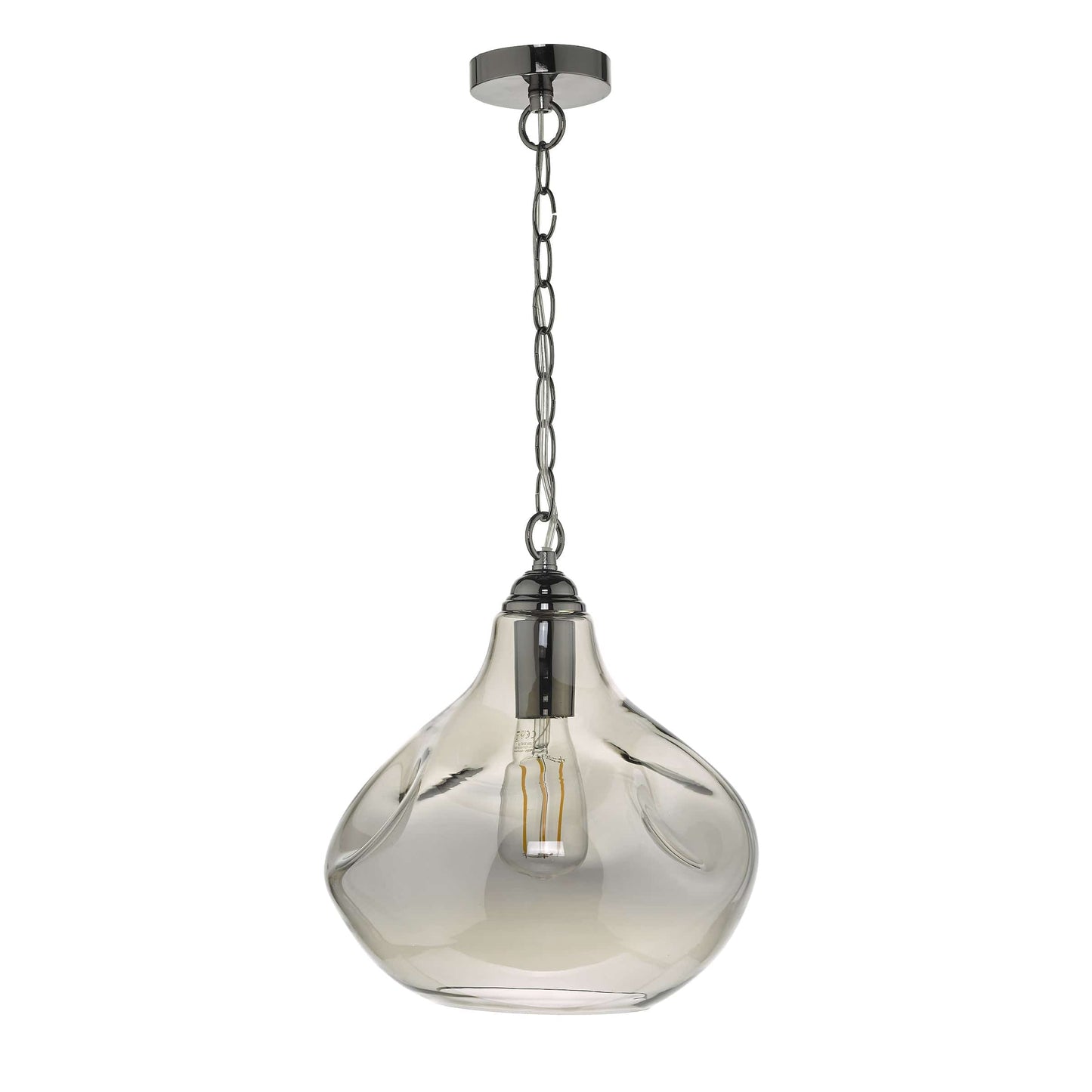 dar lighting Esarosa 1 Light Pendant Black Chrome And Smoked Glass ESA0110