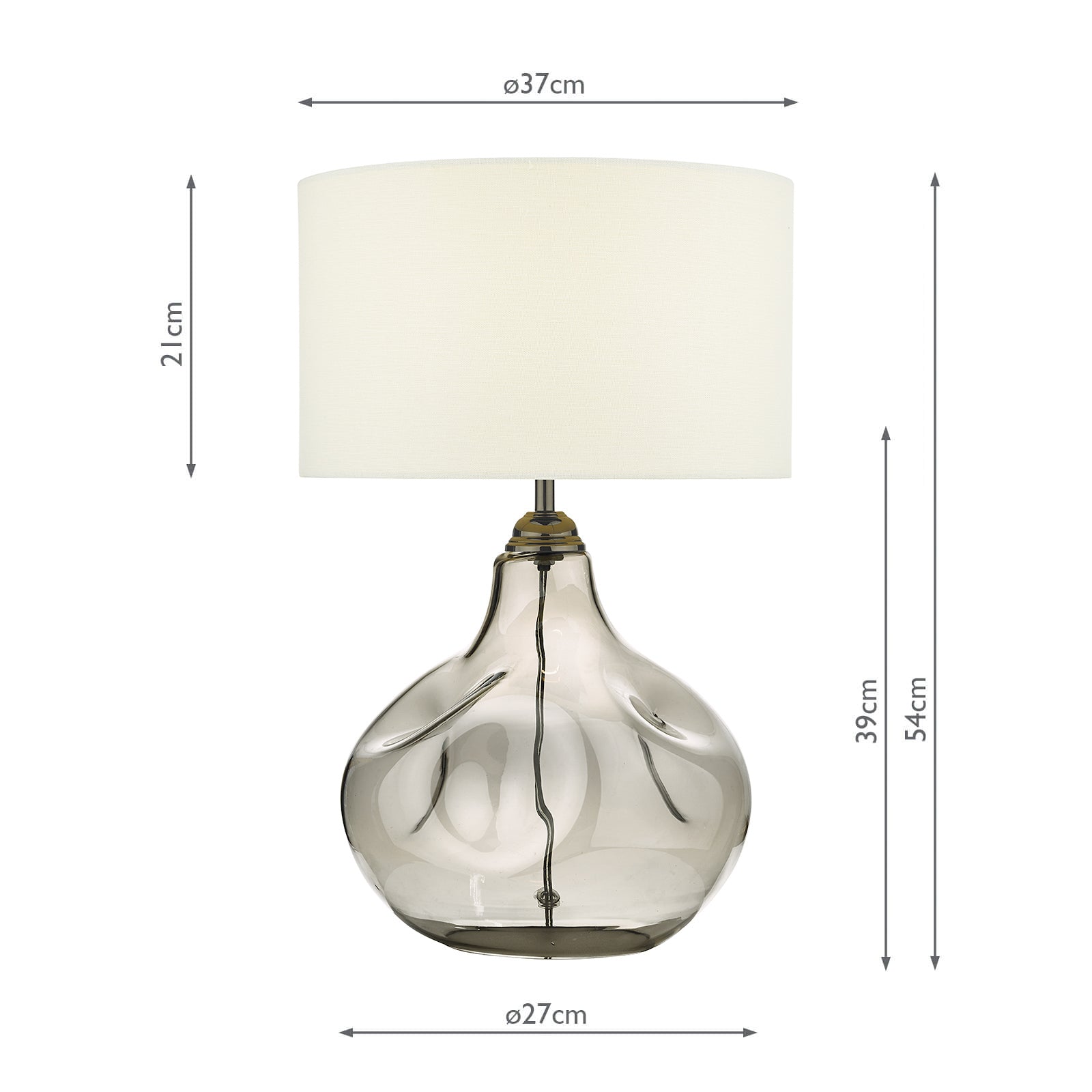 dar lighting Esarosa Table Lamp Smoked Glass with White Linen Shade ESA4210