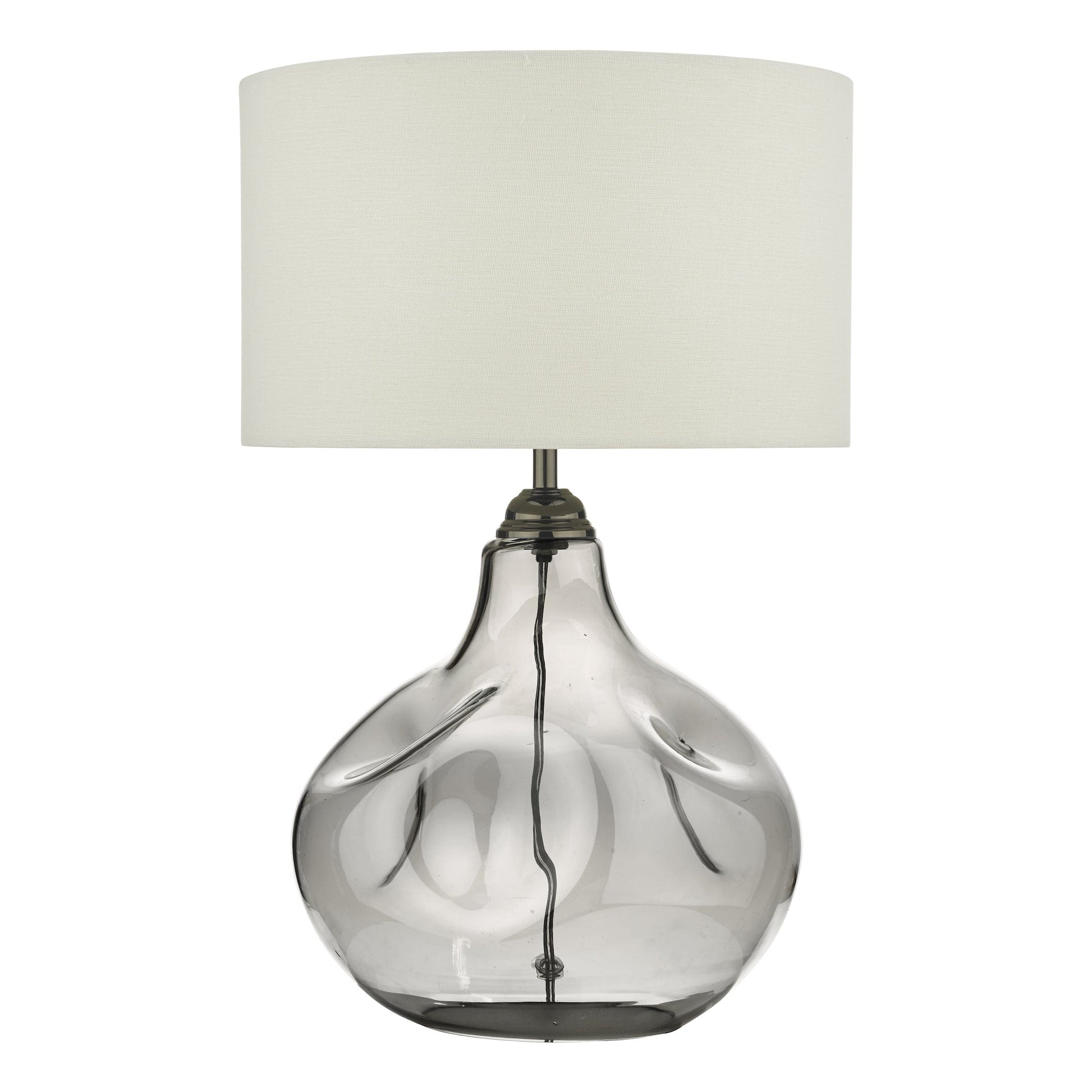 dar lighting Esarosa Table Lamp Smoked Glass with White Linen Shade ESA4210