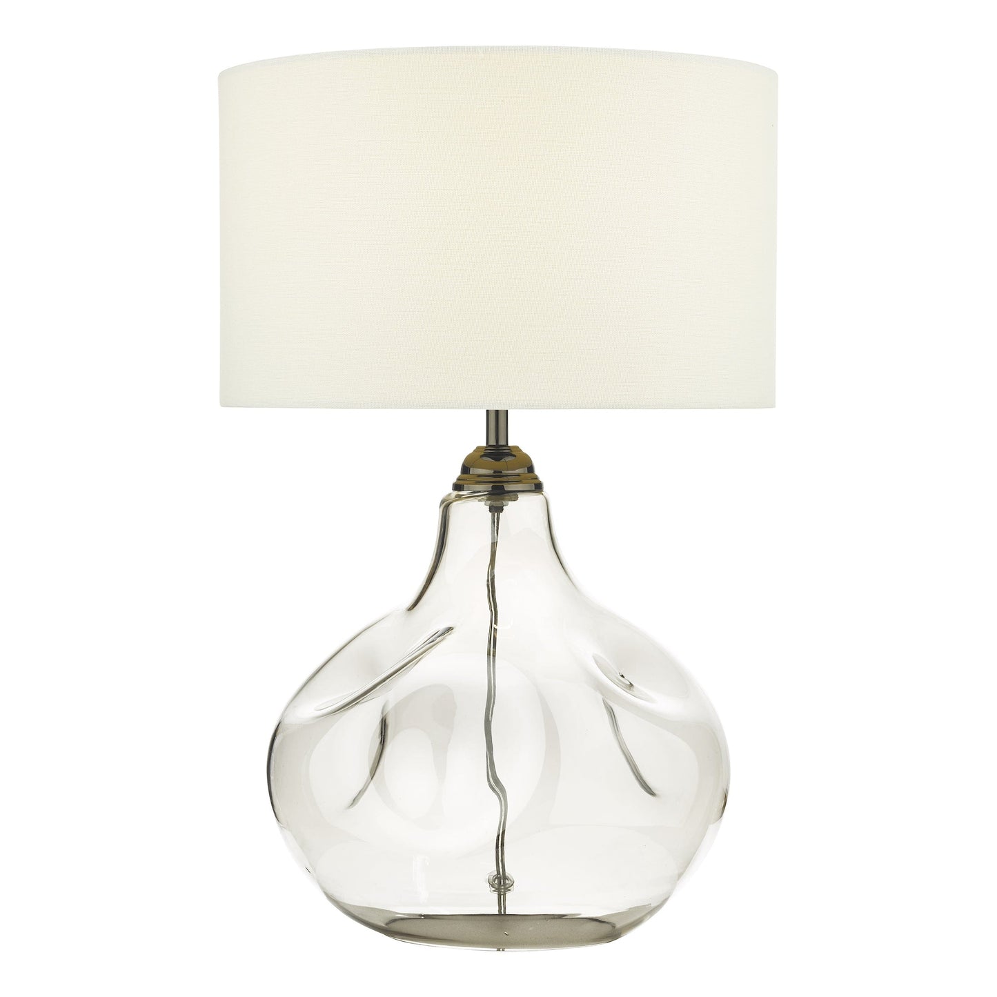 dar lighting Esarosa Table Lamp Smoked Glass with White Linen Shade ESA4210
