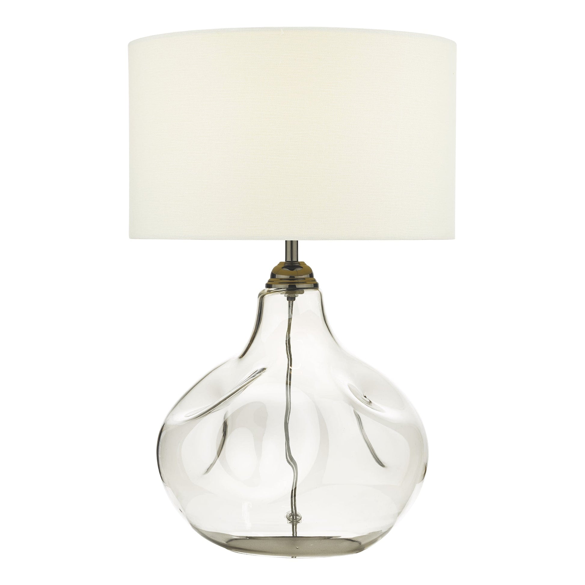 dar lighting Esarosa Table Lamp Smoked Glass with White Linen Shade ESA4210