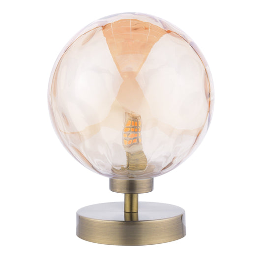 dar lighting Esben Table Lamp Antique Brass Amber Dimpled Glass ESB4175-11