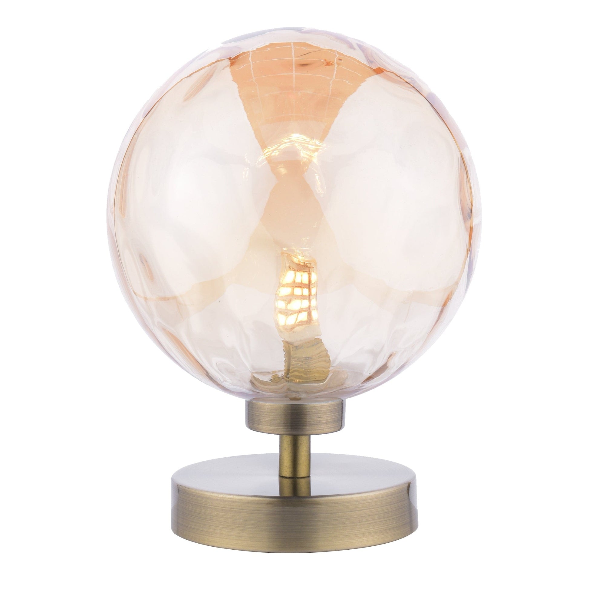 dar lighting Esben Table Lamp Antique Brass Amber Dimpled Glass ESB4175-11