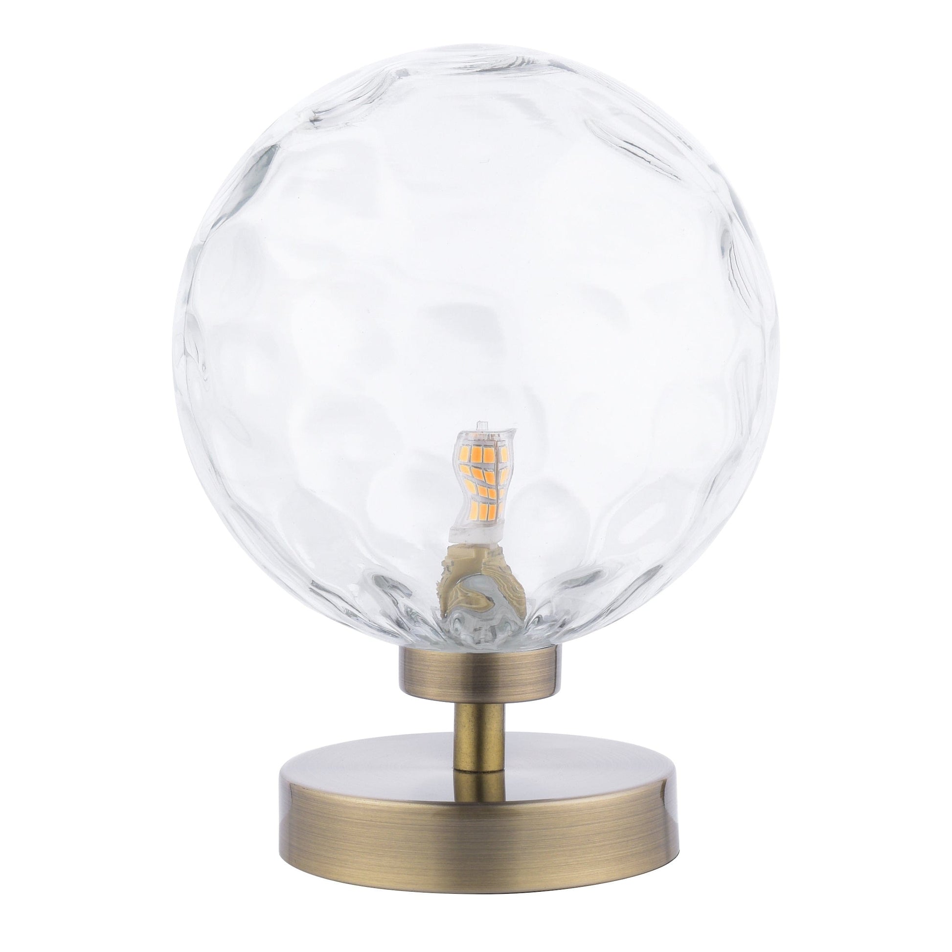 dar lighting Esben Table Lamp Antique Brass Clear Dimpled Glass ESB4175-12