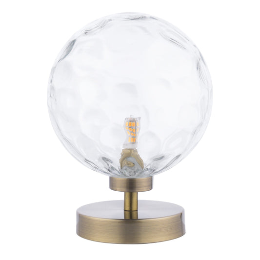 dar lighting Esben Table Lamp Antique Brass Clear Dimpled Glass ESB4175-12