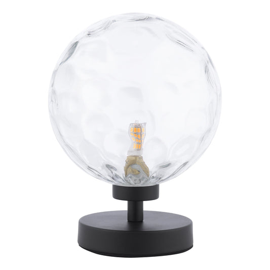 dar lighting Esben Table Lamp Matt Black Clear Dimpled Glass ESB4122-12