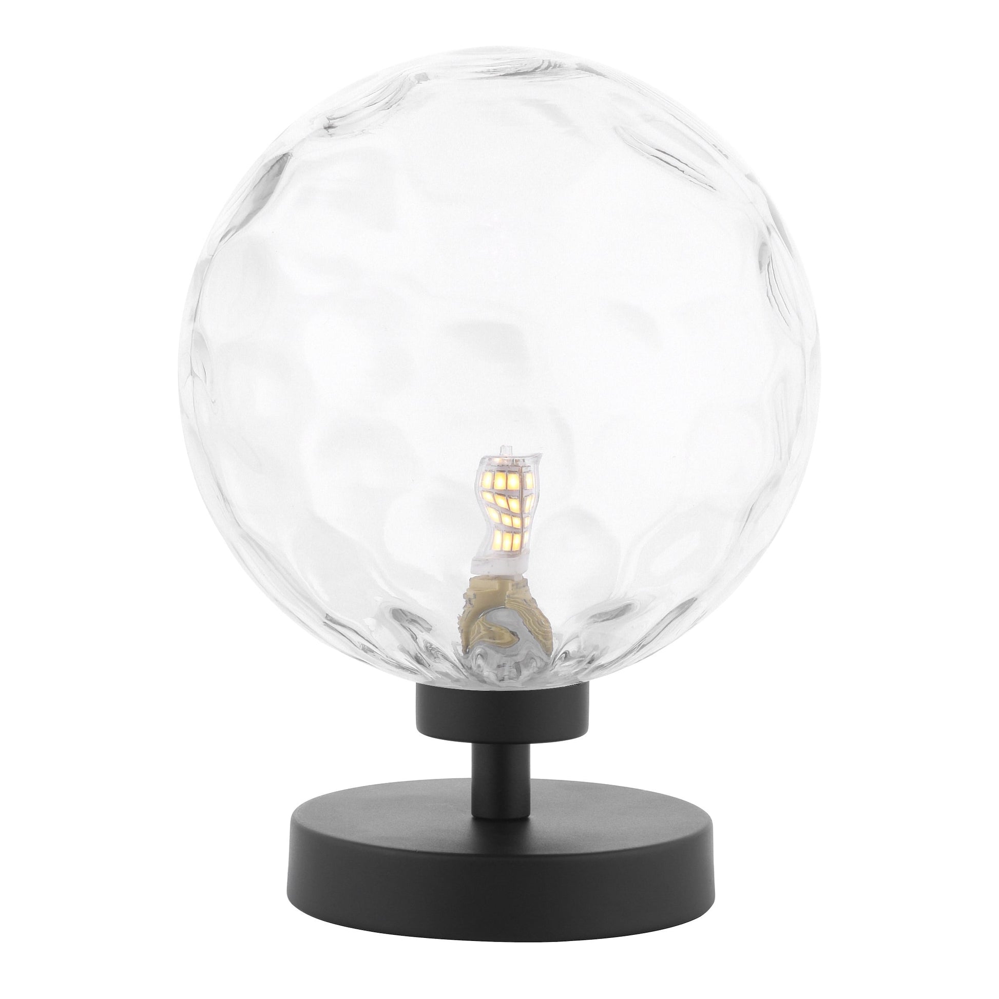 dar lighting Esben Table Lamp Matt Black Clear Dimpled Glass ESB4122-12