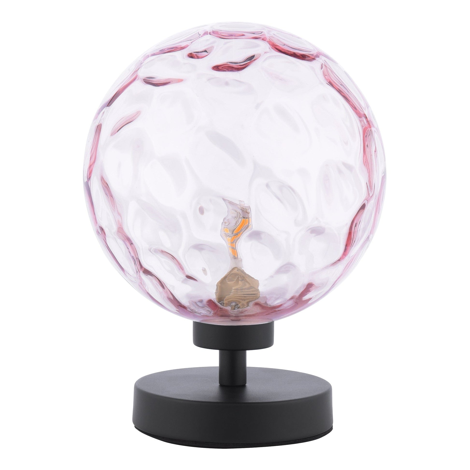 dar lighting Esben Table Lamp Matt Black Pink Dimpled Glass ESB4122-13