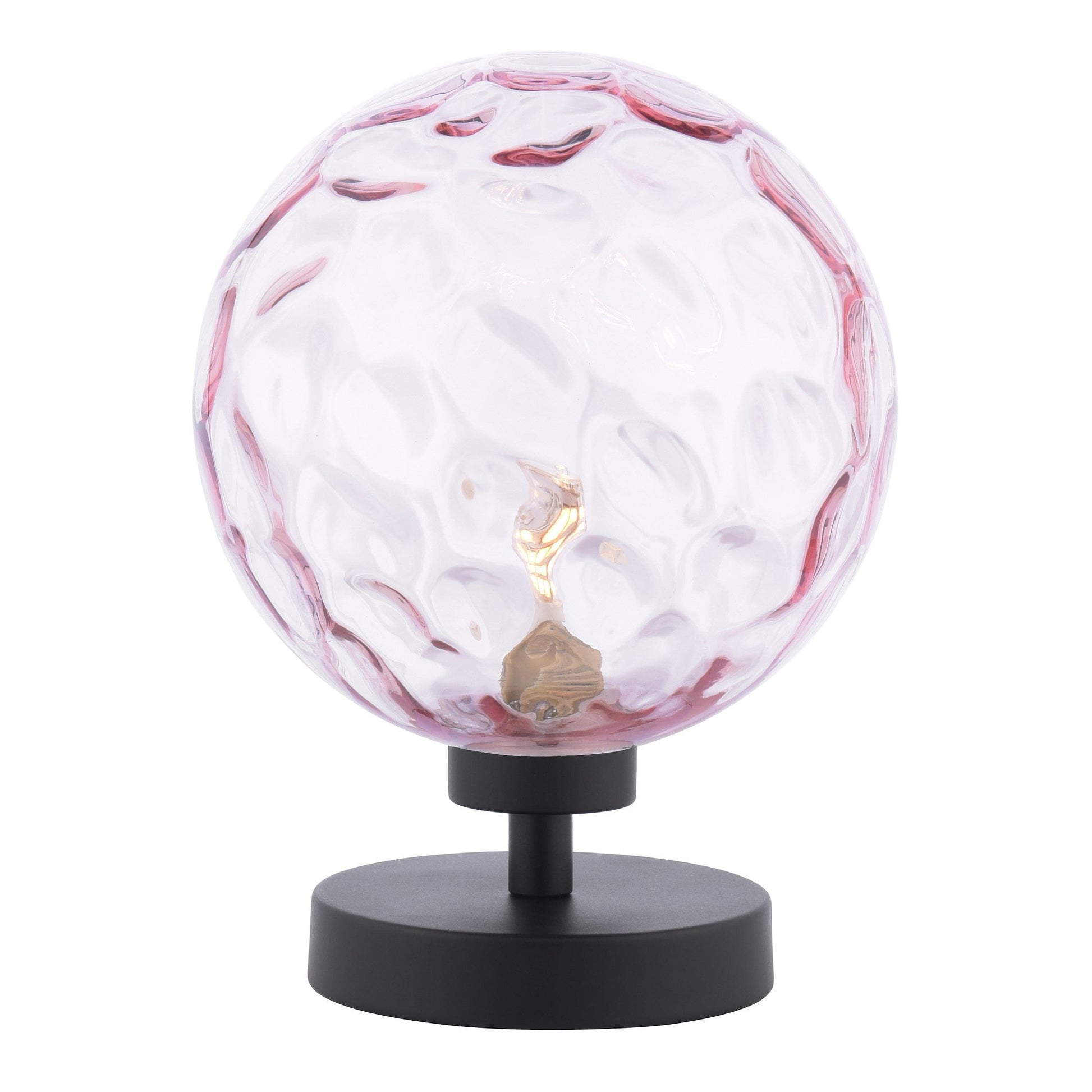 dar lighting Esben Table Lamp Matt Black Pink Dimpled Glass ESB4122-13