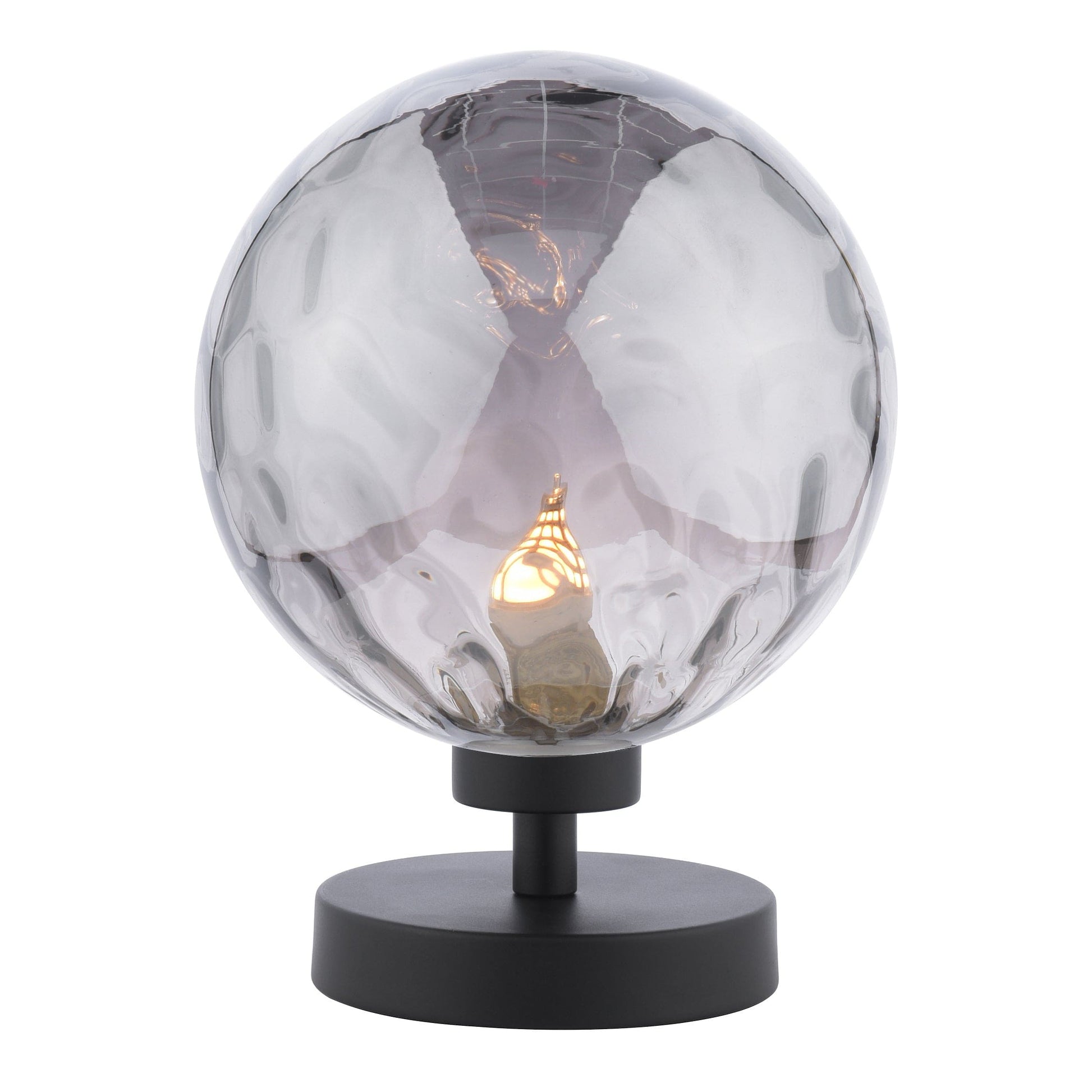dar lighting Esben Table Lamp Matt Black Smoked Dimpled Glass ESB4122-10
