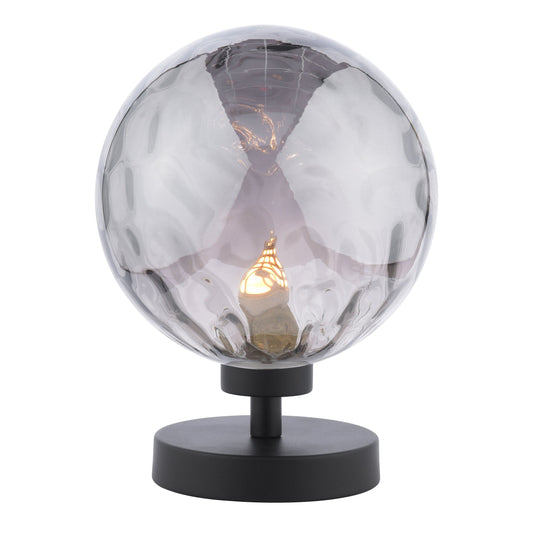 dar lighting Esben Table Lamp Matt Black Smoked Dimpled Glass ESB4122-10