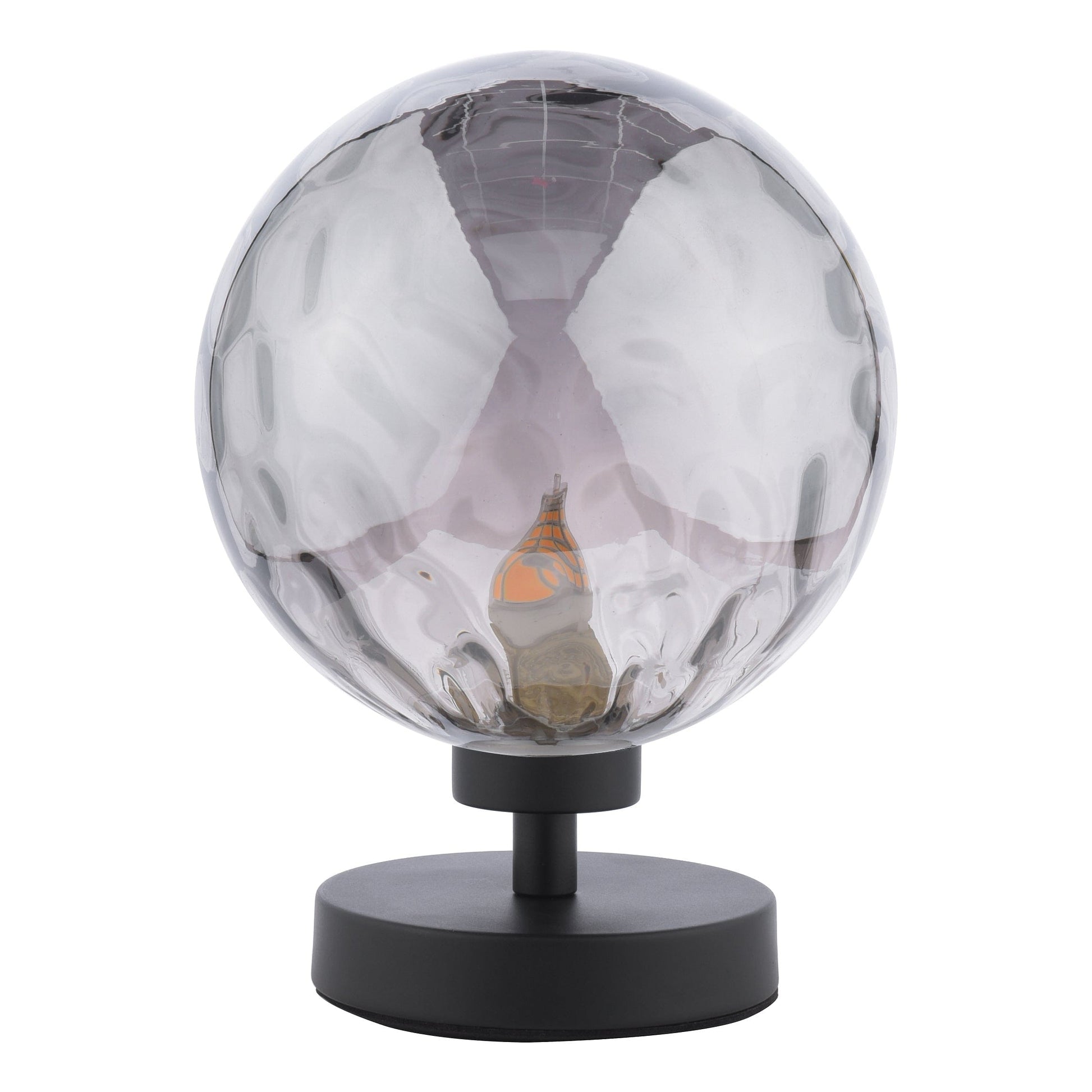 dar lighting Esben Table Lamp Matt Black Smoked Dimpled Glass ESB4122-10