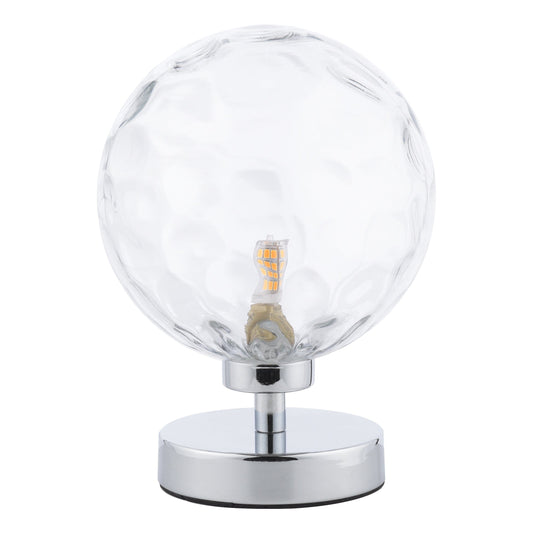 dar lighting Esben Table Lamp Polished Chrome Clear Dimpled Glass ESB4150-12