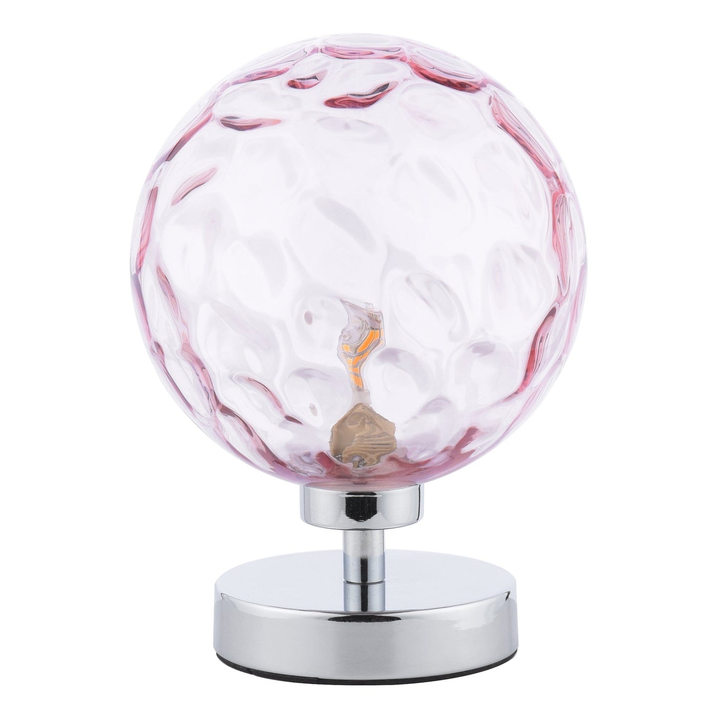 dar lighting Esben Table Lamp Polished Chrome Pink Dimpled Glass ESB4150-13