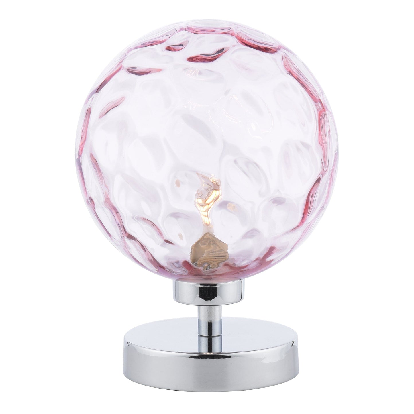 dar lighting Esben Table Lamp Polished Chrome Pink Dimpled Glass ESB4150-13