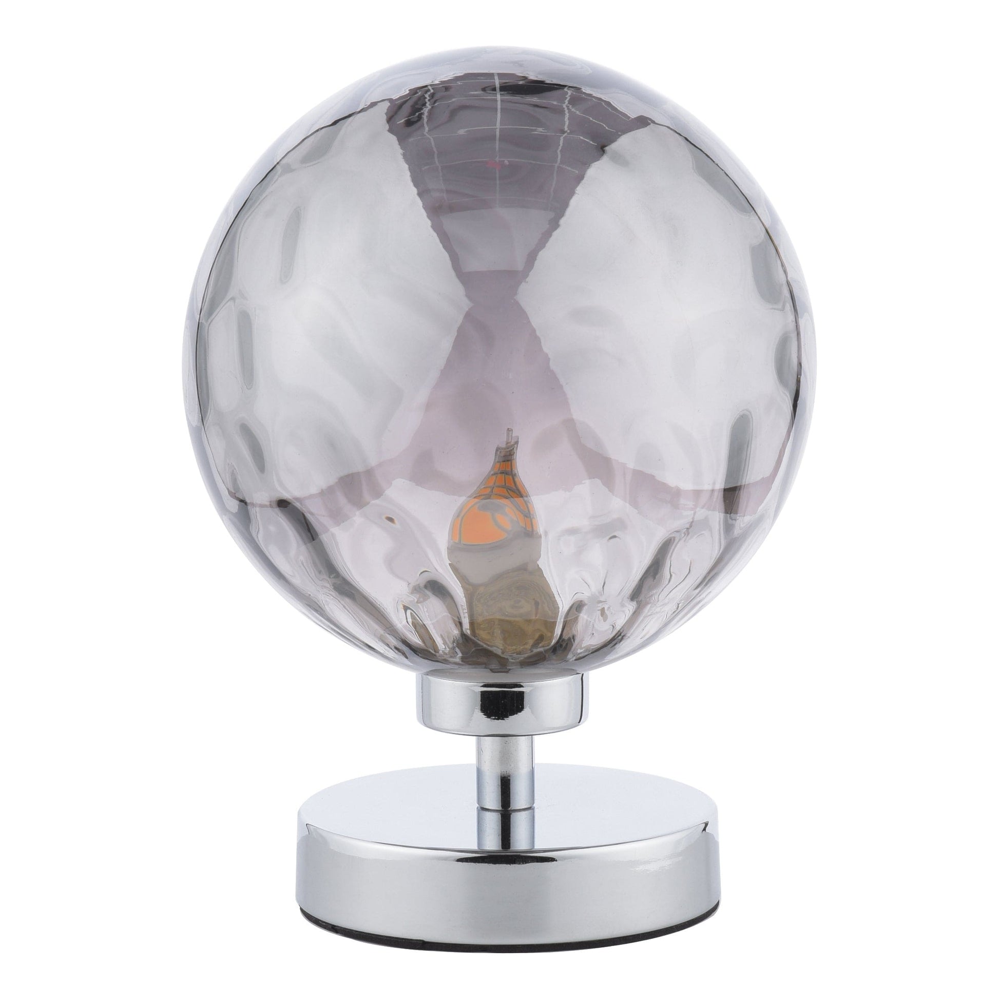 dar lighting Esben Table Lamp Polished Chrome Smoked Dimpled Glass ESB4150-10