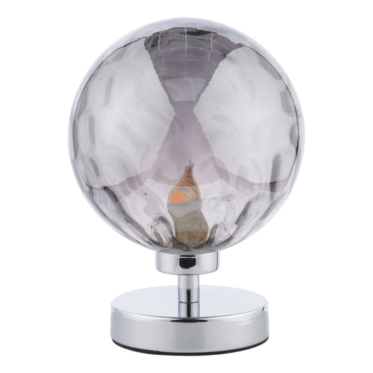 dar lighting Esben Table Lamp Polished Chrome Smoked Dimpled Glass ESB4150-10