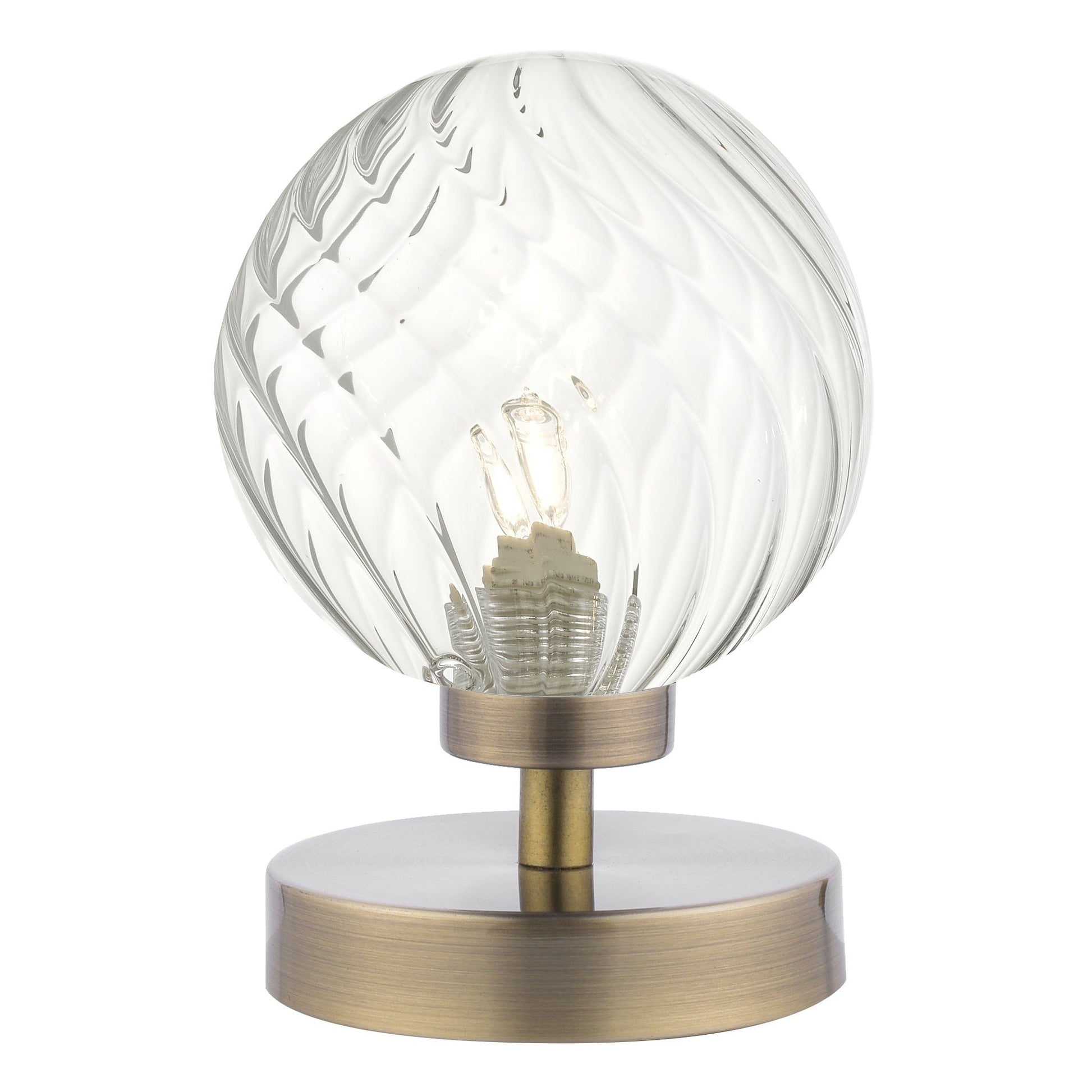 dar lighting Esben Touch Table Lamp Antique Brass With Twisted Glass ESB4175-03