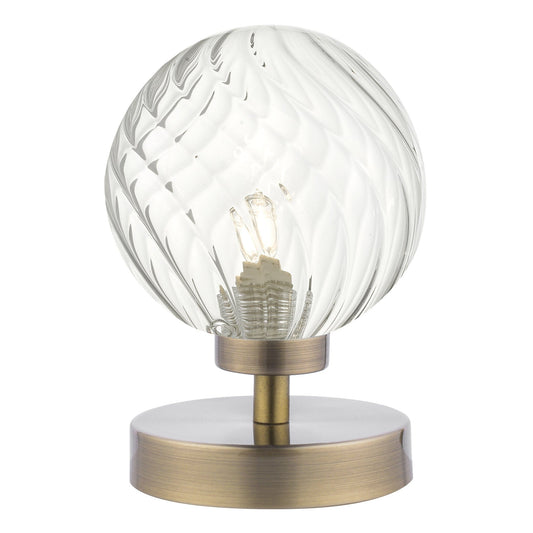 dar lighting Esben Touch Table Lamp Antique Brass With Twisted Glass ESB4175-03
