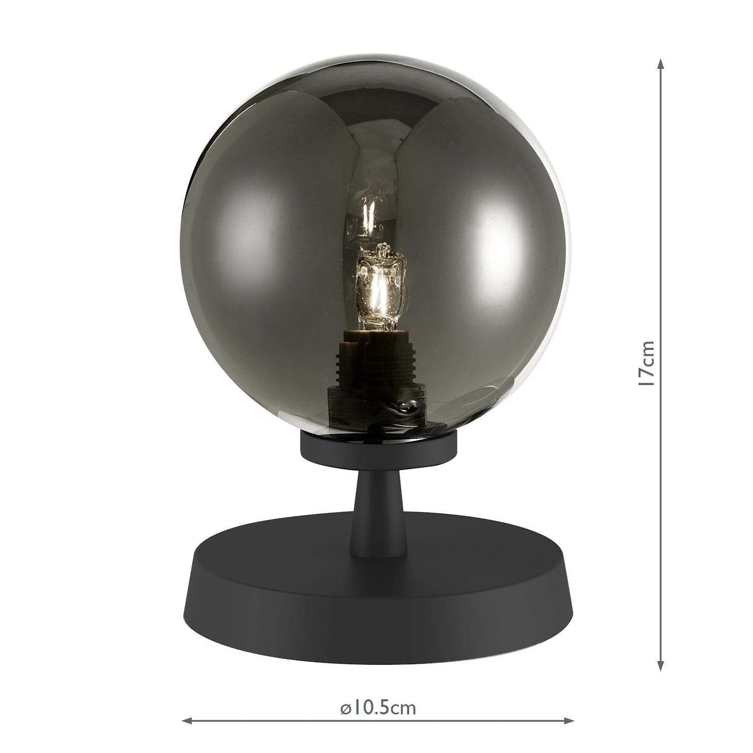 dar lighting Esben Touch Table Lamp Matt Black With Smoked Glass ESB4122-01