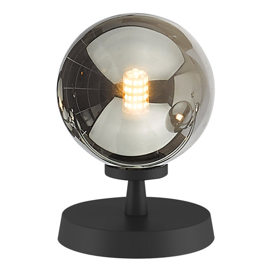 dar lighting Esben Touch Table Lamp Matt Black With Smoked Glass ESB4122-01