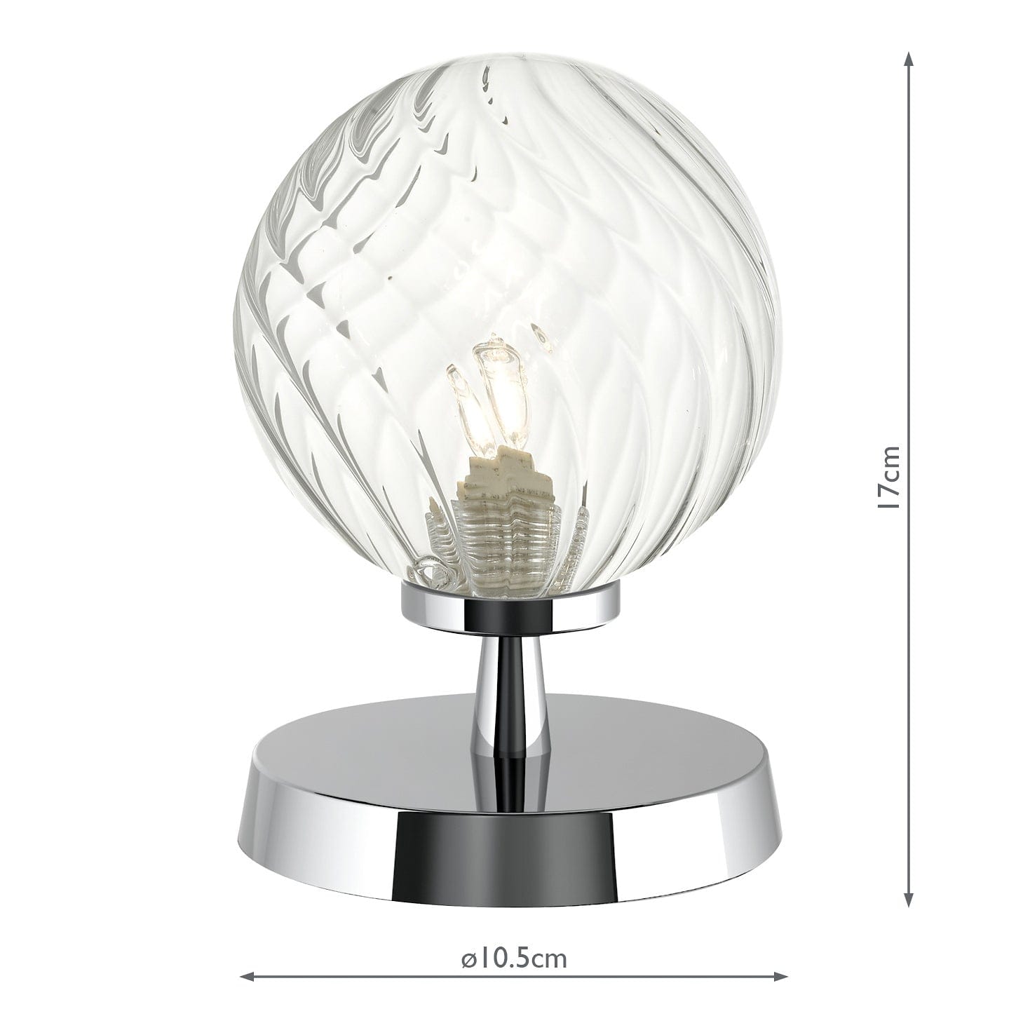 dar lighting Esben Touch Table Lamp Polished Chrome With Twisted Glass ESB4150-03
