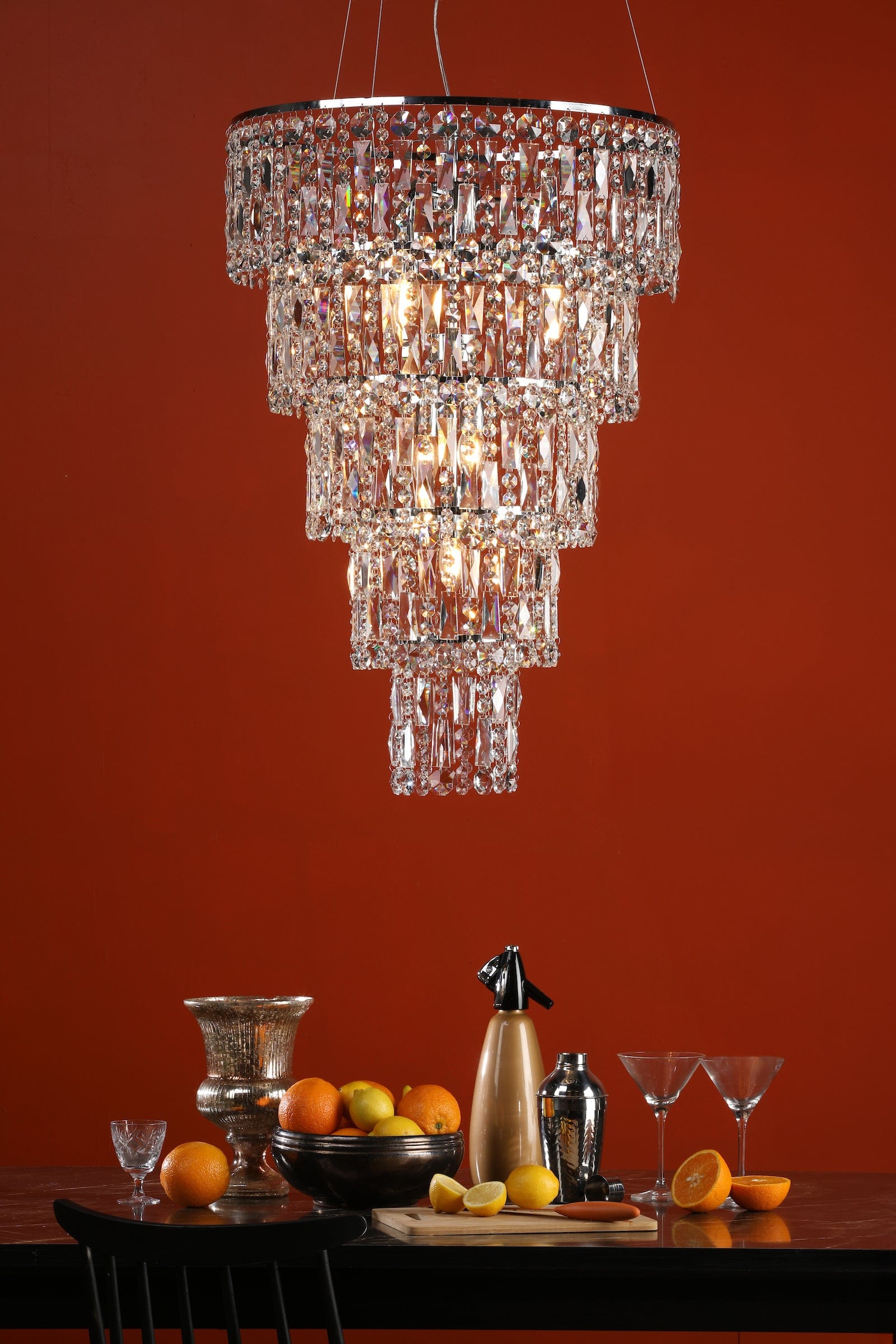 dar lighting Escala 6 Light Round Crystal Pendant ESC0650