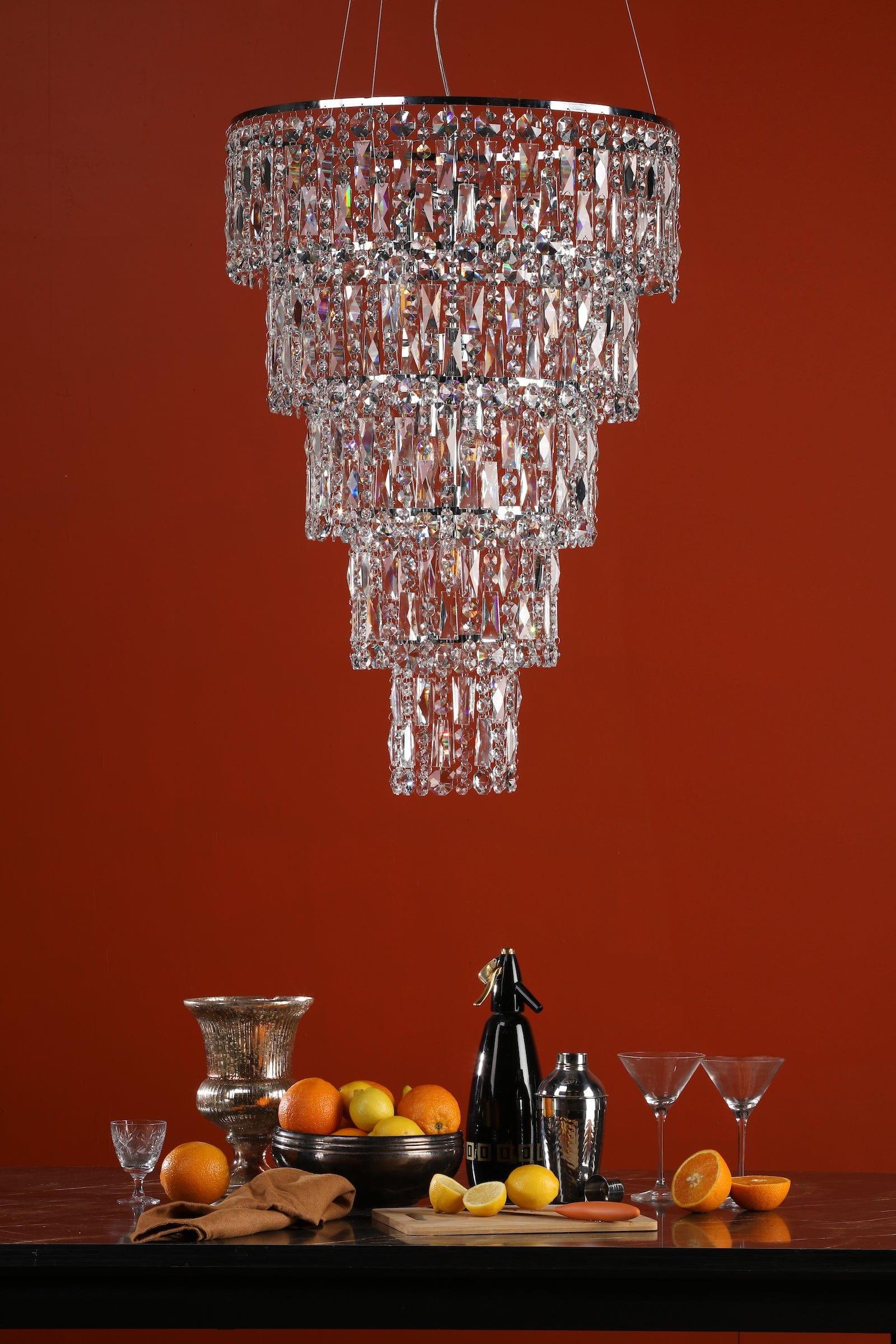 dar lighting Escala 6 Light Round Crystal Pendant ESC0650