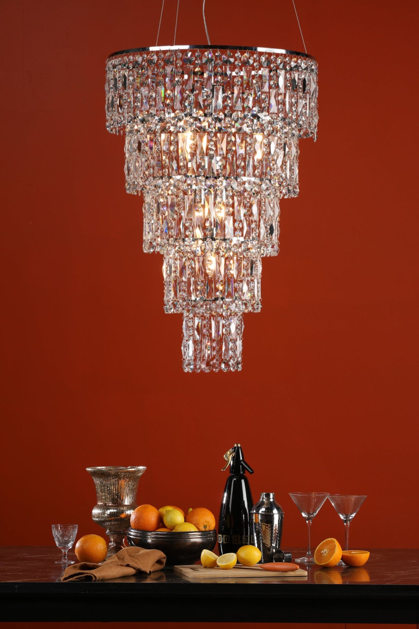 dar lighting Escala 6 Light Round Crystal Pendant ESC0650