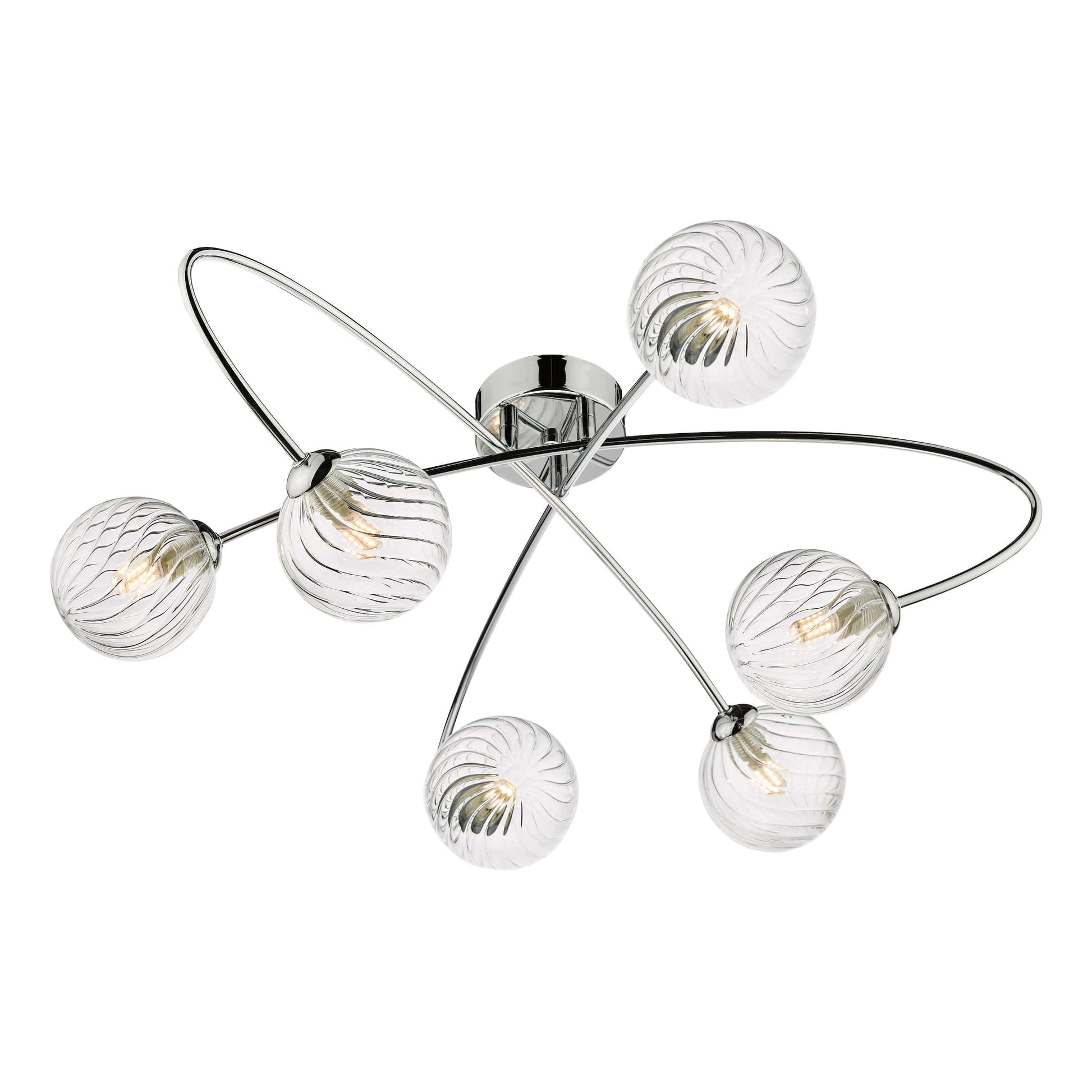 dar lighting Etta 6 Light Semi Flush Polished Chrome Clear Glass ETT6450