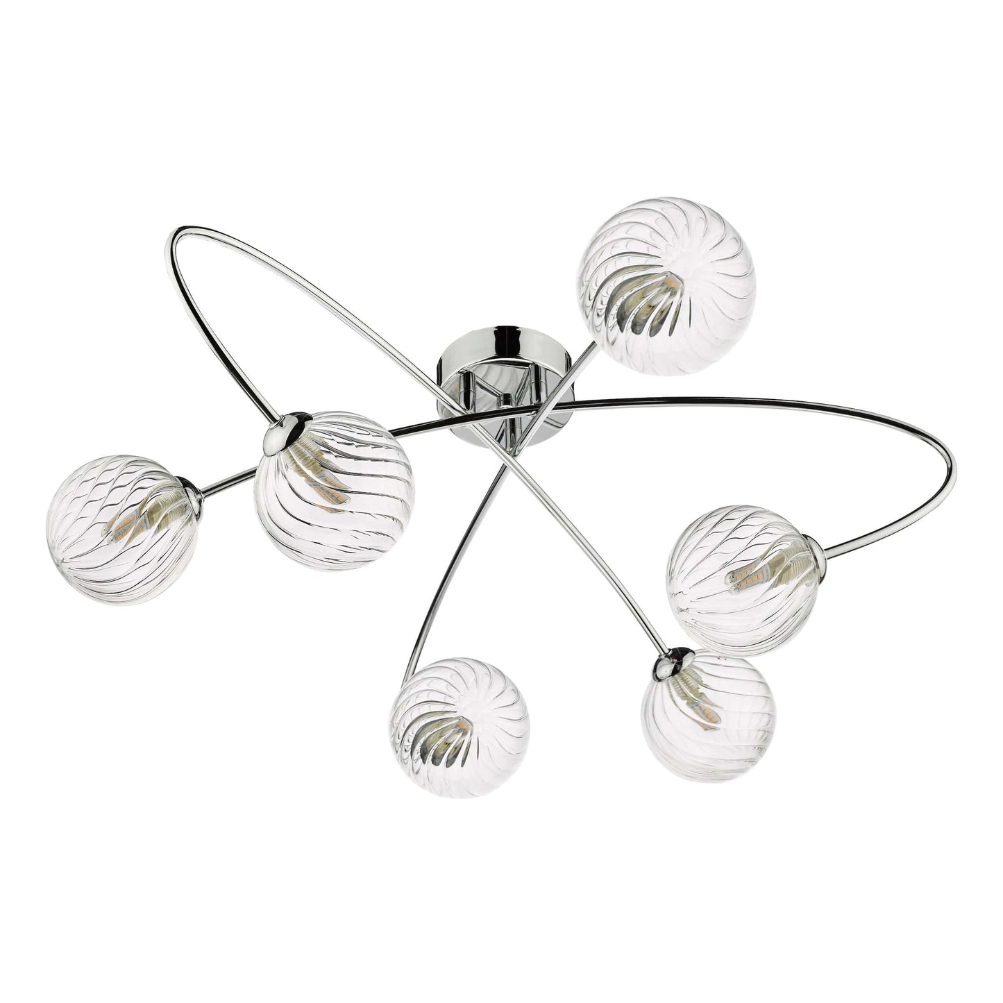 dar lighting Etta 6 Light Semi Flush Polished Chrome Clear Glass ETT6450