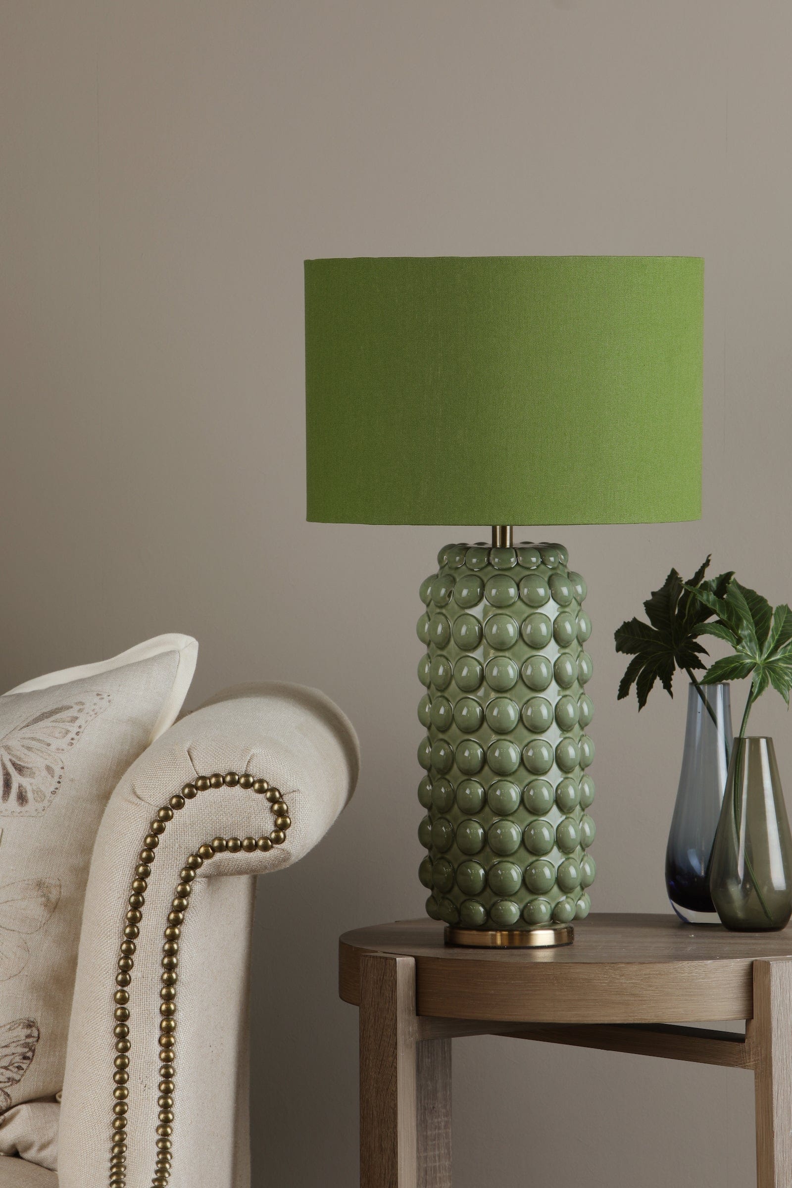dar lighting Etzel Table Lamp Green Antique Brass With Shade ETZ4224