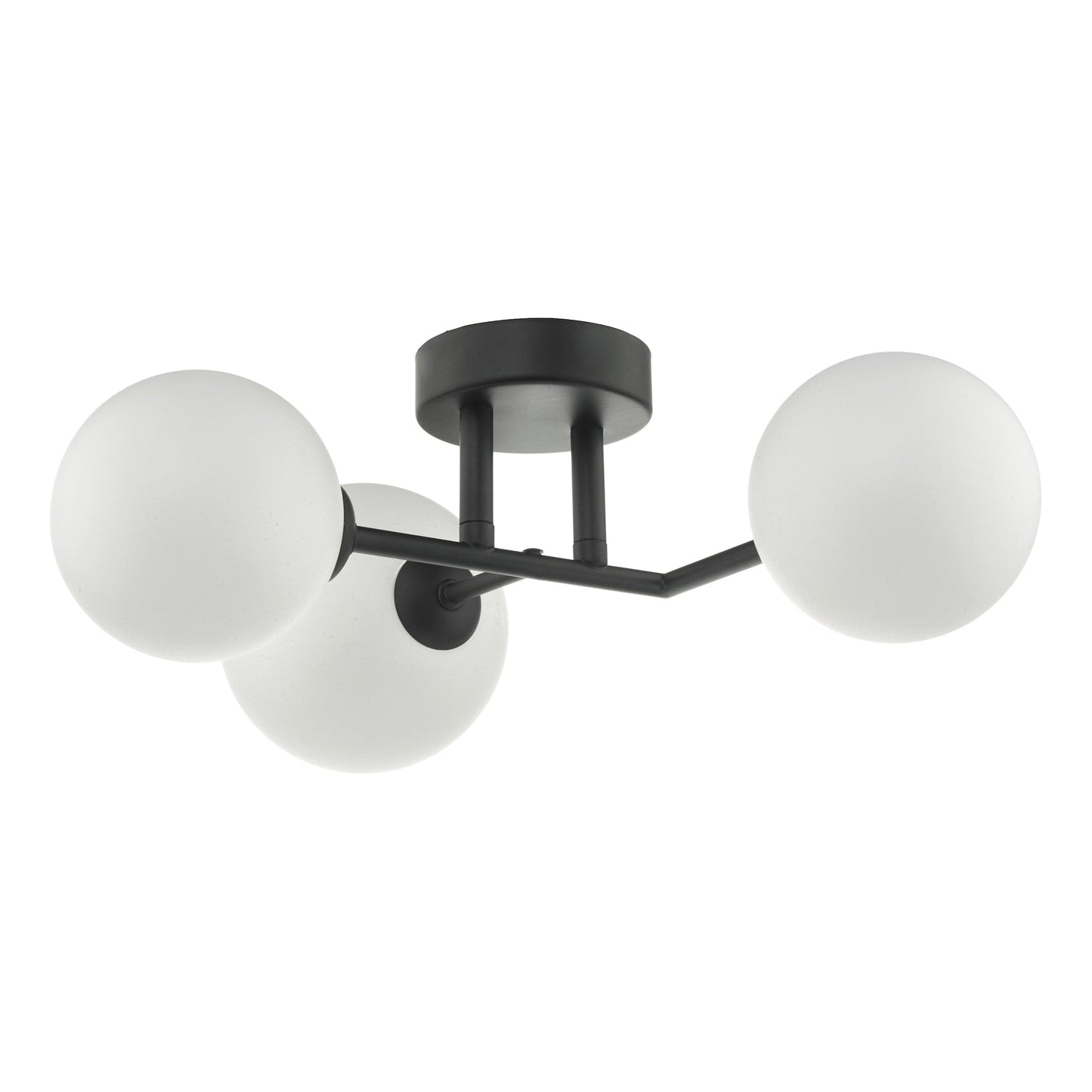 dar lighting Euan 3 Light Wall/Flush Light Black & Opal Glass EUA3022