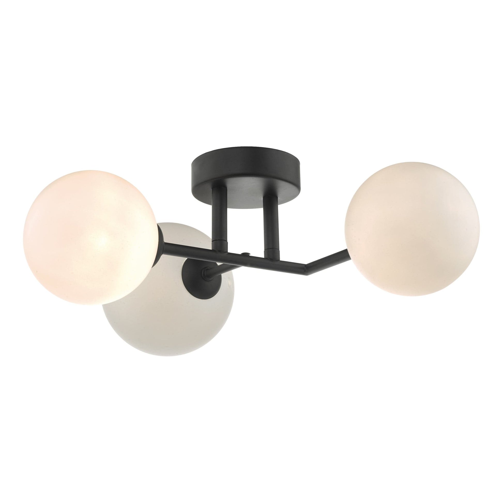 dar lighting Euan 3 Light Wall/Flush Light Black & Opal Glass EUA3022