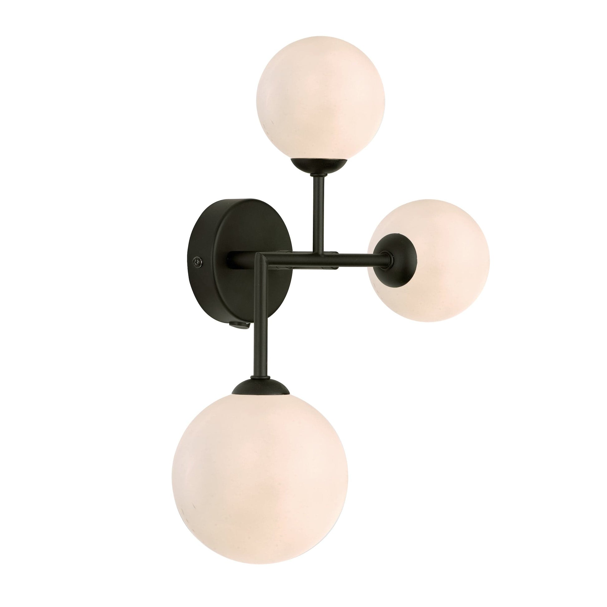 dar lighting Euan 3 Light Wall/Flush Light Black & Opal Glass EUA3022