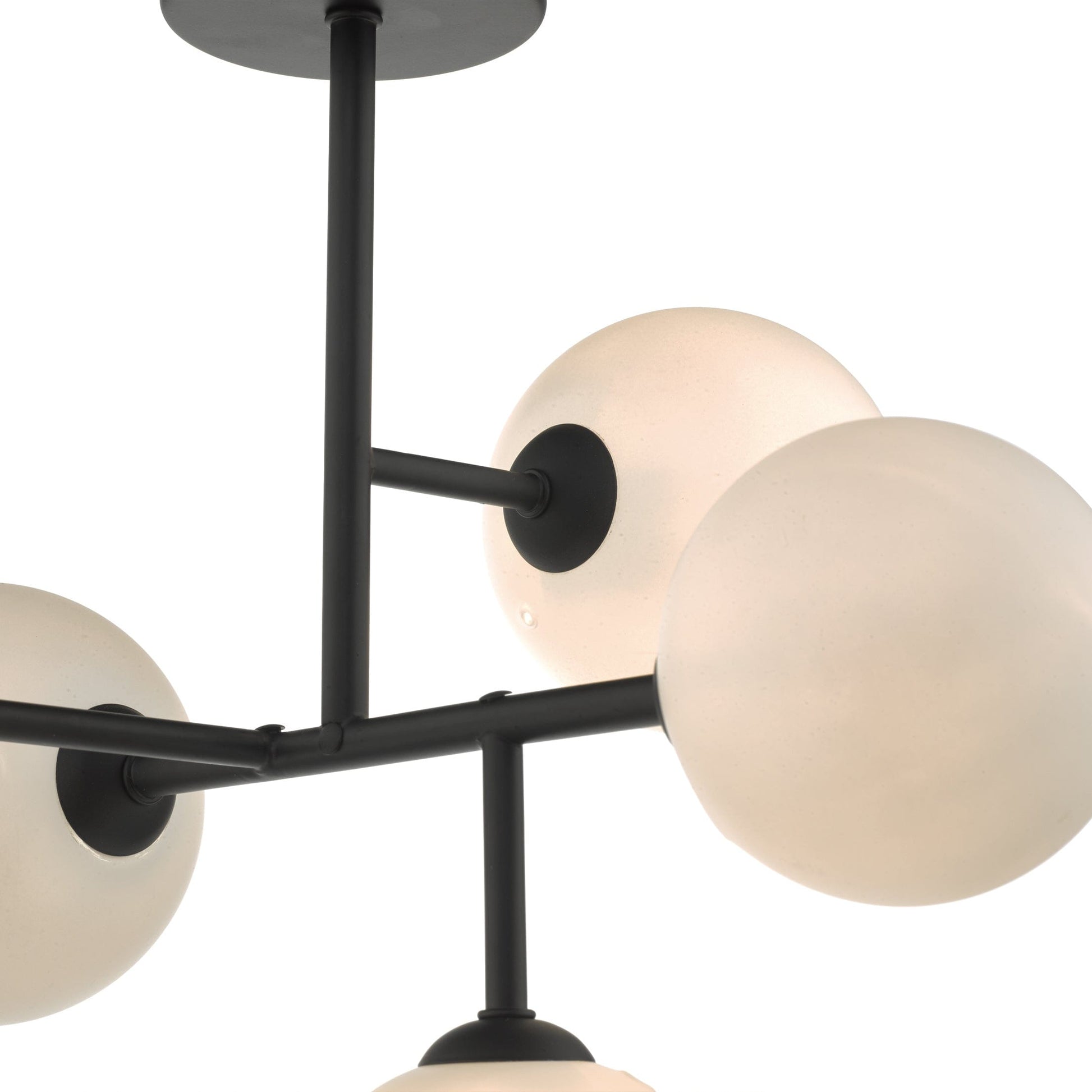 dar lighting Euan 5 Light Semi Flush Black & Opal Glass EUA5422