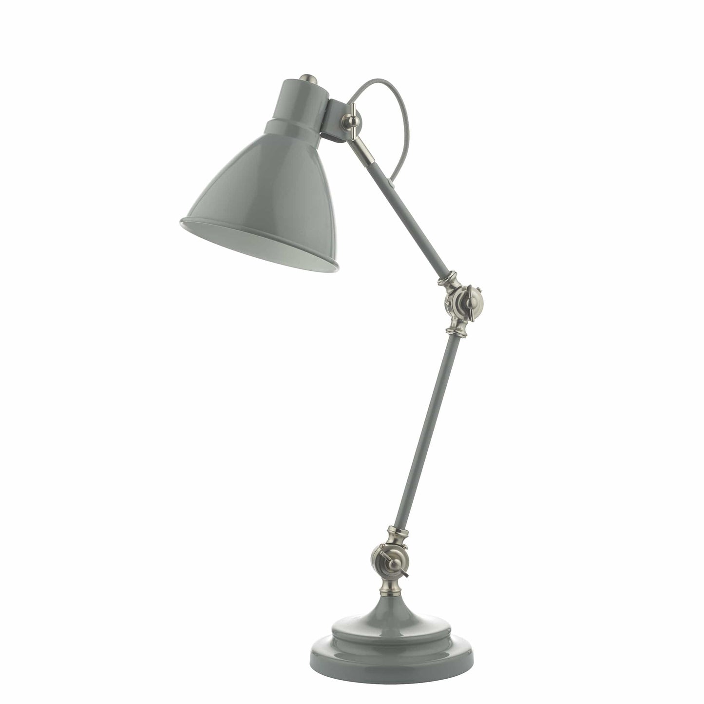 dar lighting Eunice Task Table Lamp Grey & Satin Nickel EUN4239