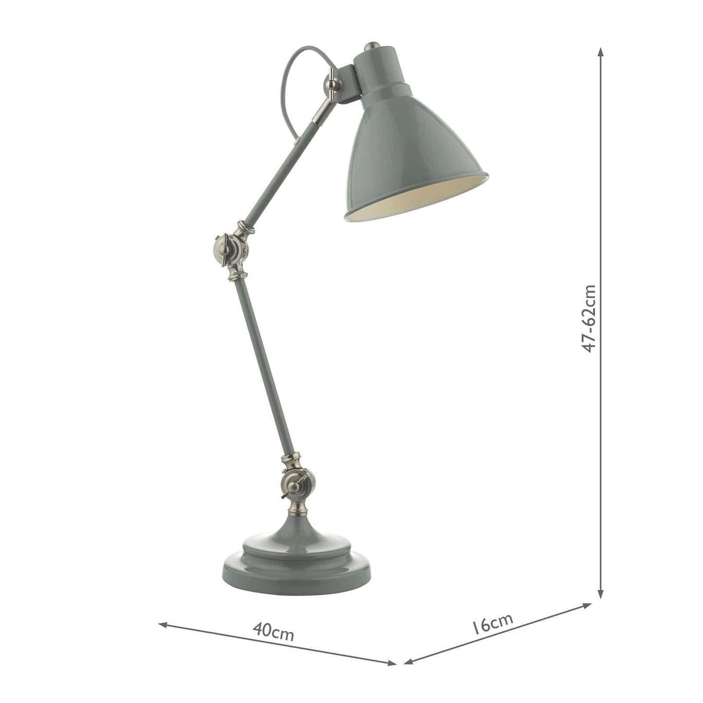 dar lighting Eunice Task Table Lamp Grey & Satin Nickel EUN4239