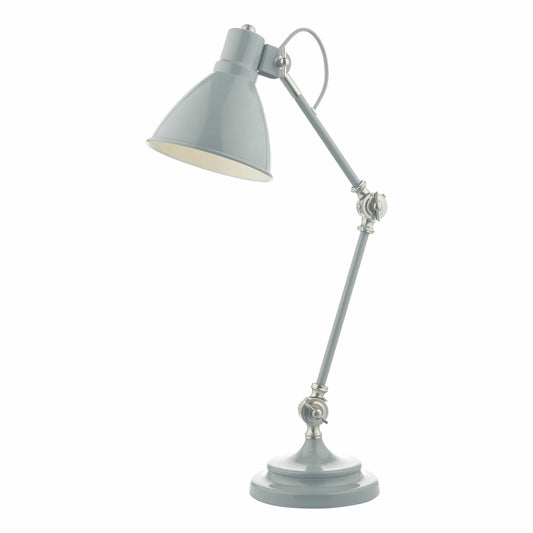 dar lighting Eunice Task Table Lamp Grey & Satin Nickel EUN4239