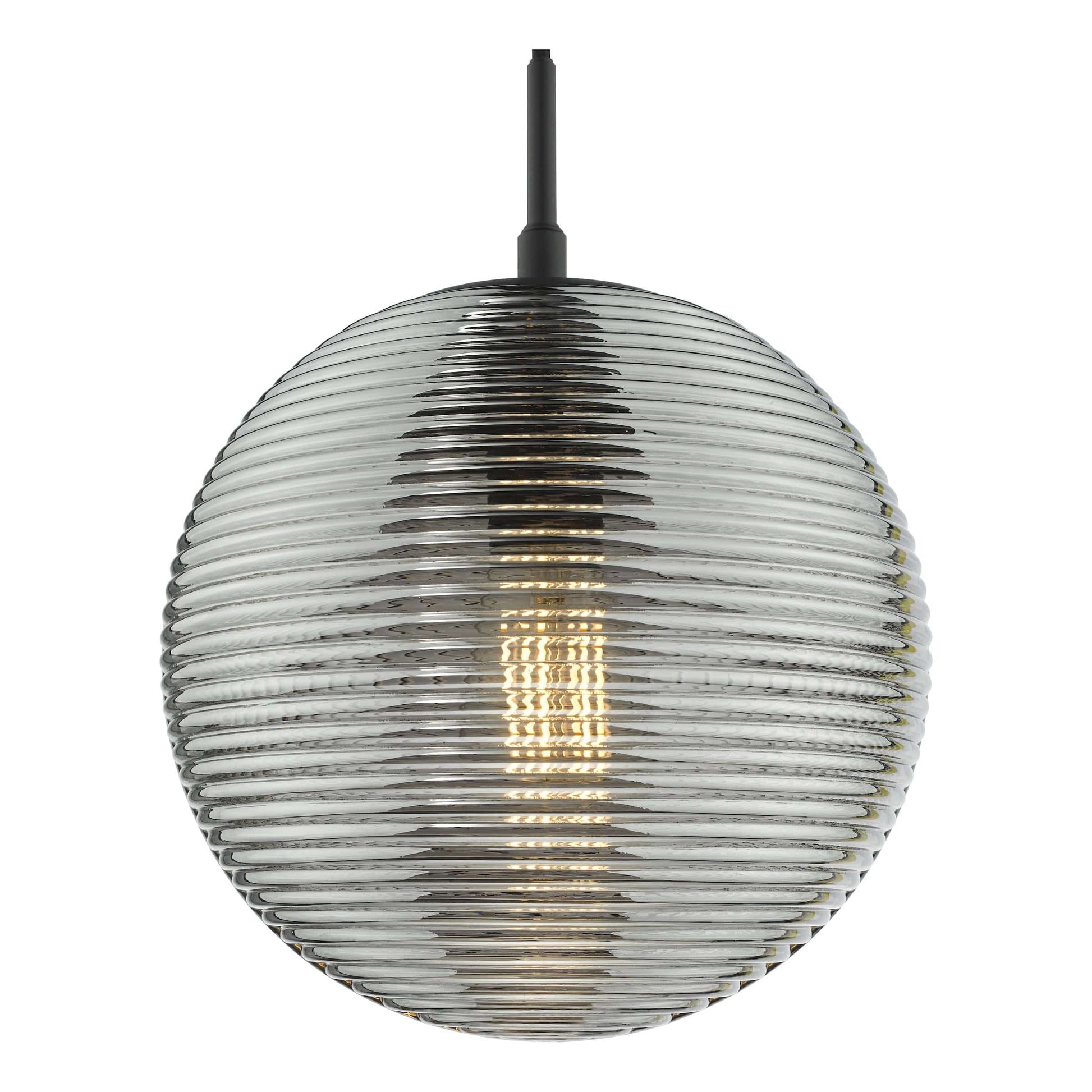 dar lighting Evander Single Pendant Matt Black and Smoked Glass EVA0122