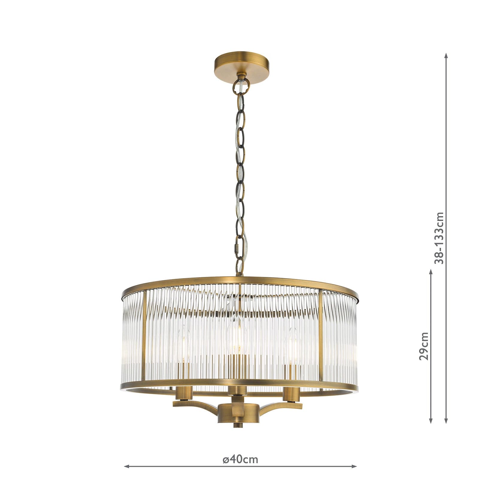 dar lighting Evelyn 3 Light Pendant Antique Bronze and Glass EVE0363