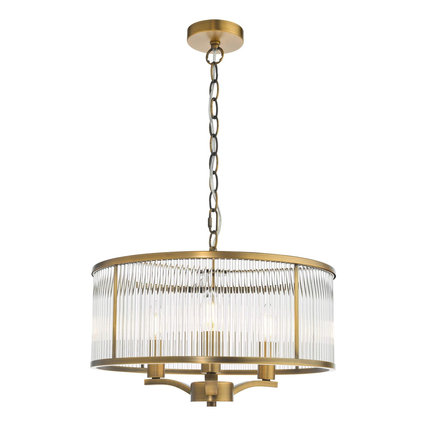 dar lighting Evelyn 3 Light Pendant Antique Bronze and Glass EVE0363