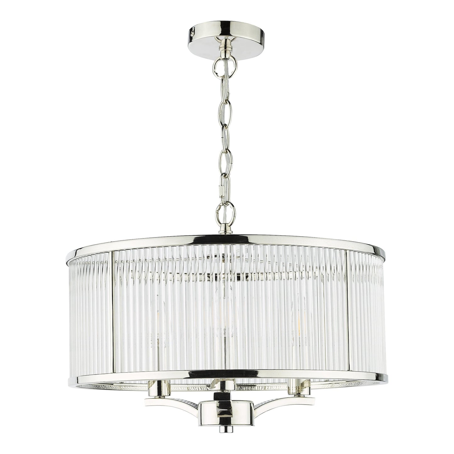 dar lighting Eveyln 3 Light Pendant Polished Nickel Glass EVE0338