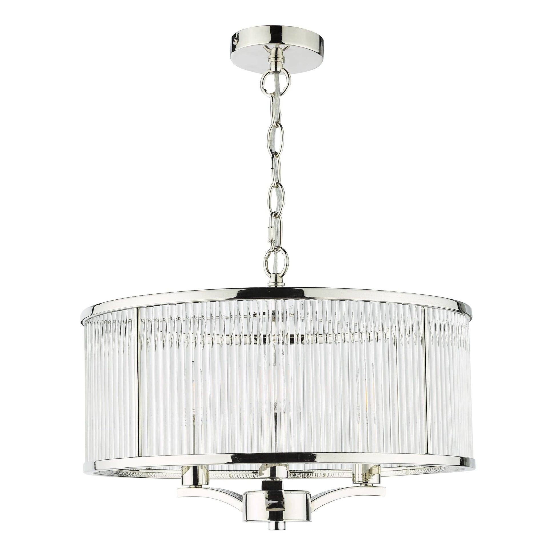 dar lighting Eveyln 3 Light Pendant Polished Nickel Glass EVE0338