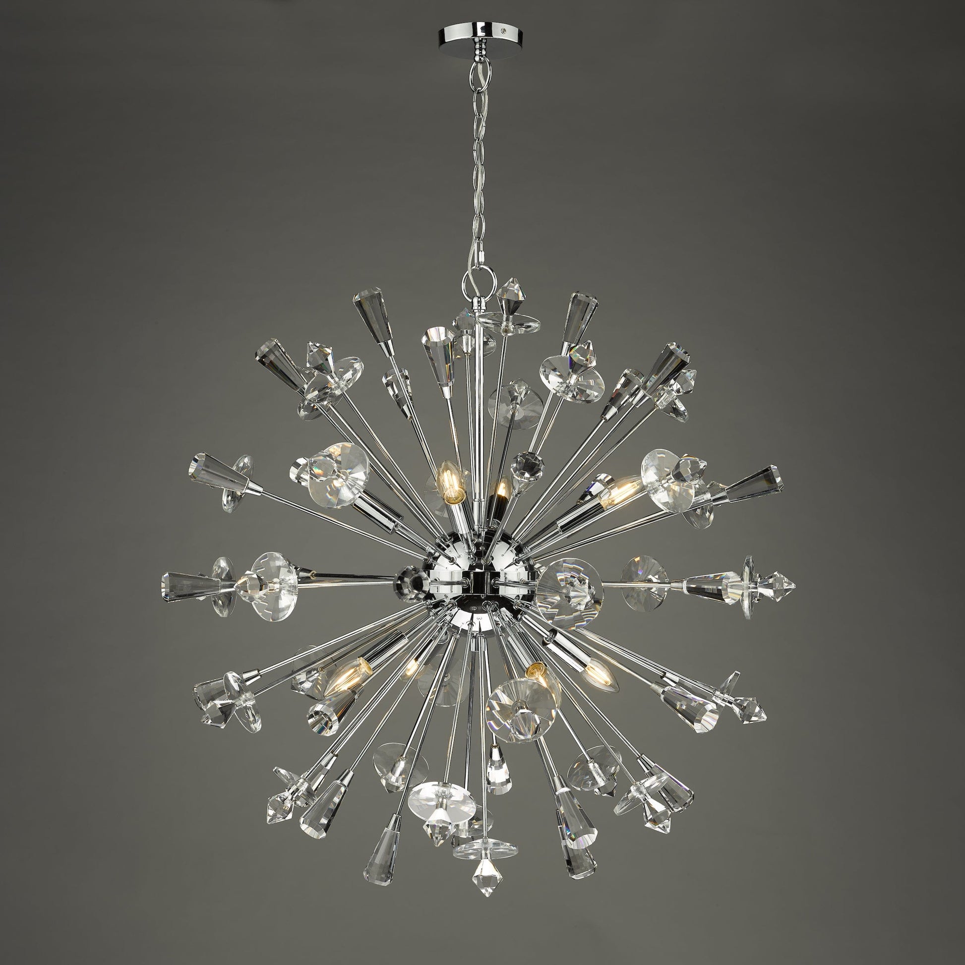 dar lighting Exodus 8 Light Pendant Polished Chrome Crystal EXO0850